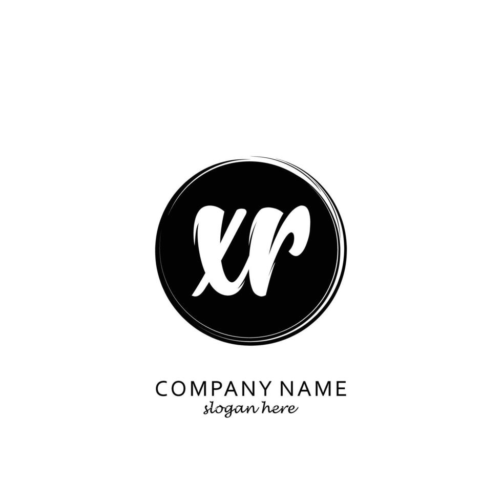 Initial XR with black circle brush logo template vector