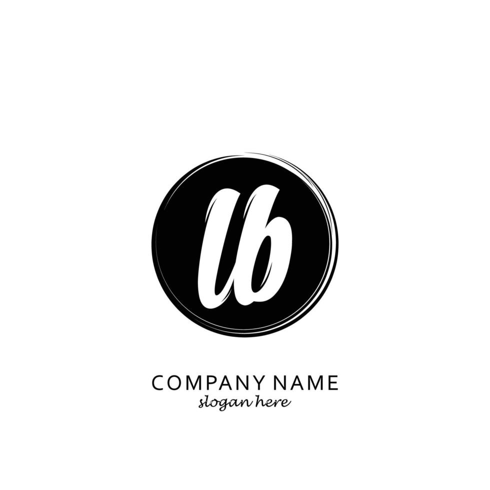 Initial LB with black circle brush logo template vector