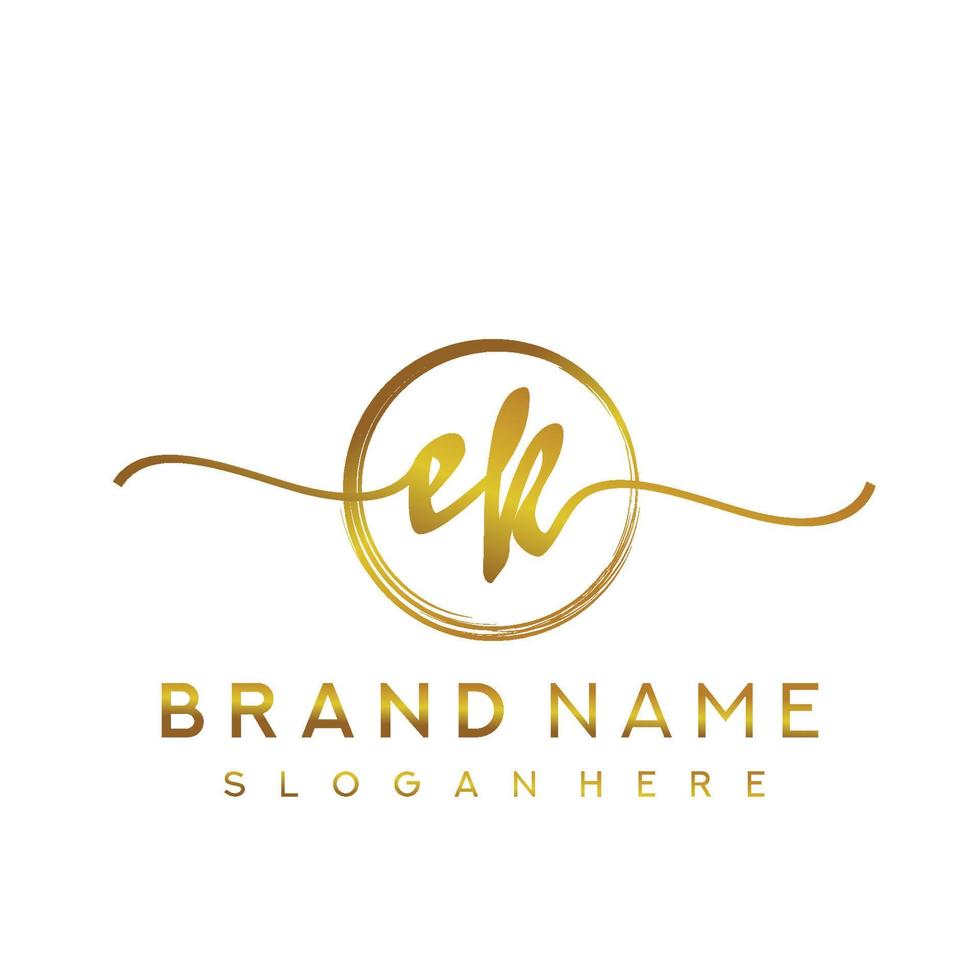 Initial EK beauty monogram and elegant logo design, handwriting logo of initial signature, wedding, fashion, floral and botanical with creative template. vector