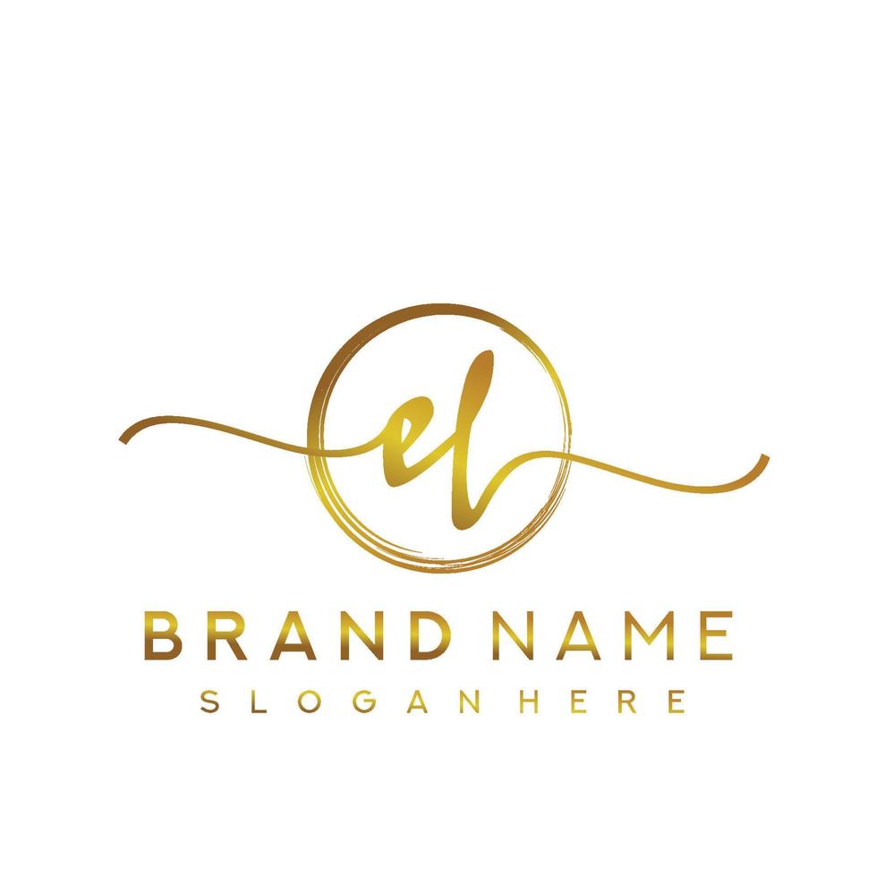 Initial EL beauty monogram and elegant logo design, handwriting logo of initial signature, wedding, fashion, floral and botanical with creative template. vector