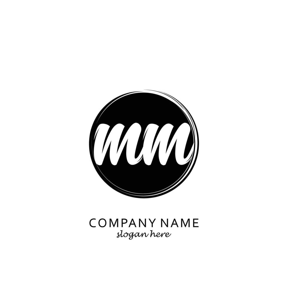 Initial MM with black circle brush logo template vector