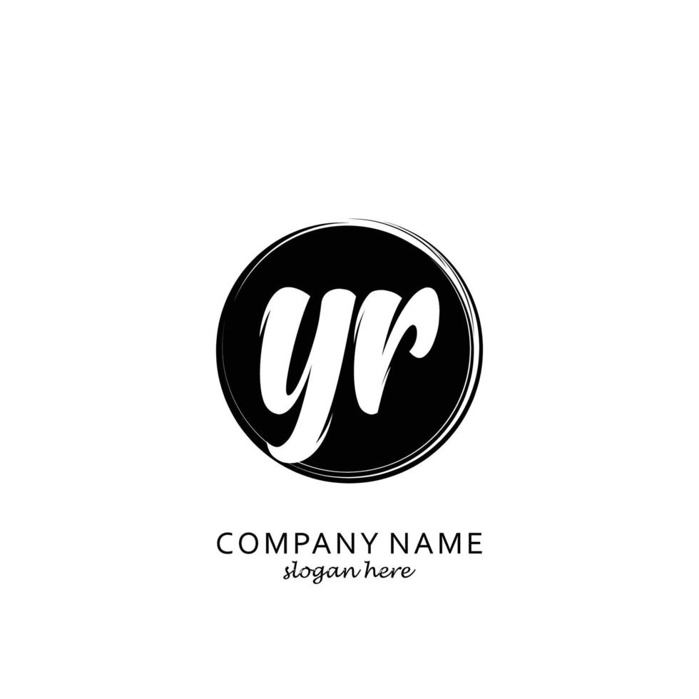 Initial YR with black circle brush logo template vector