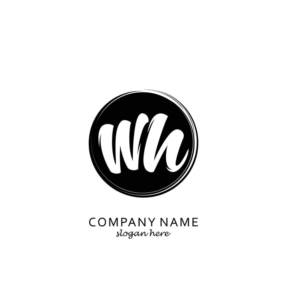 Initial WH with black circle brush logo template vector