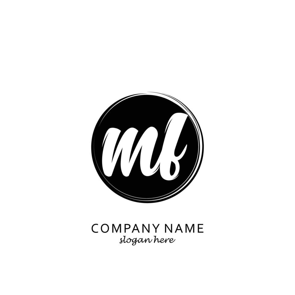 Initial MF with black circle brush logo template vector