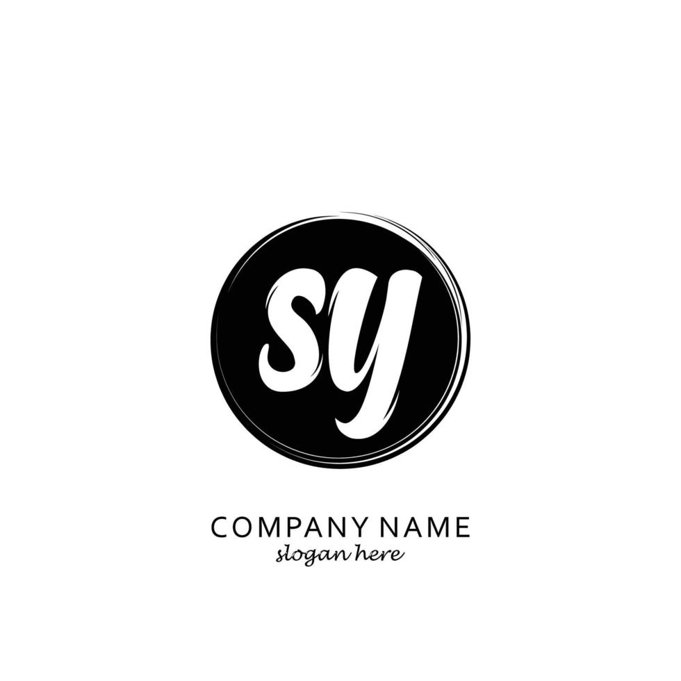 Initial SY with black circle brush logo template vector