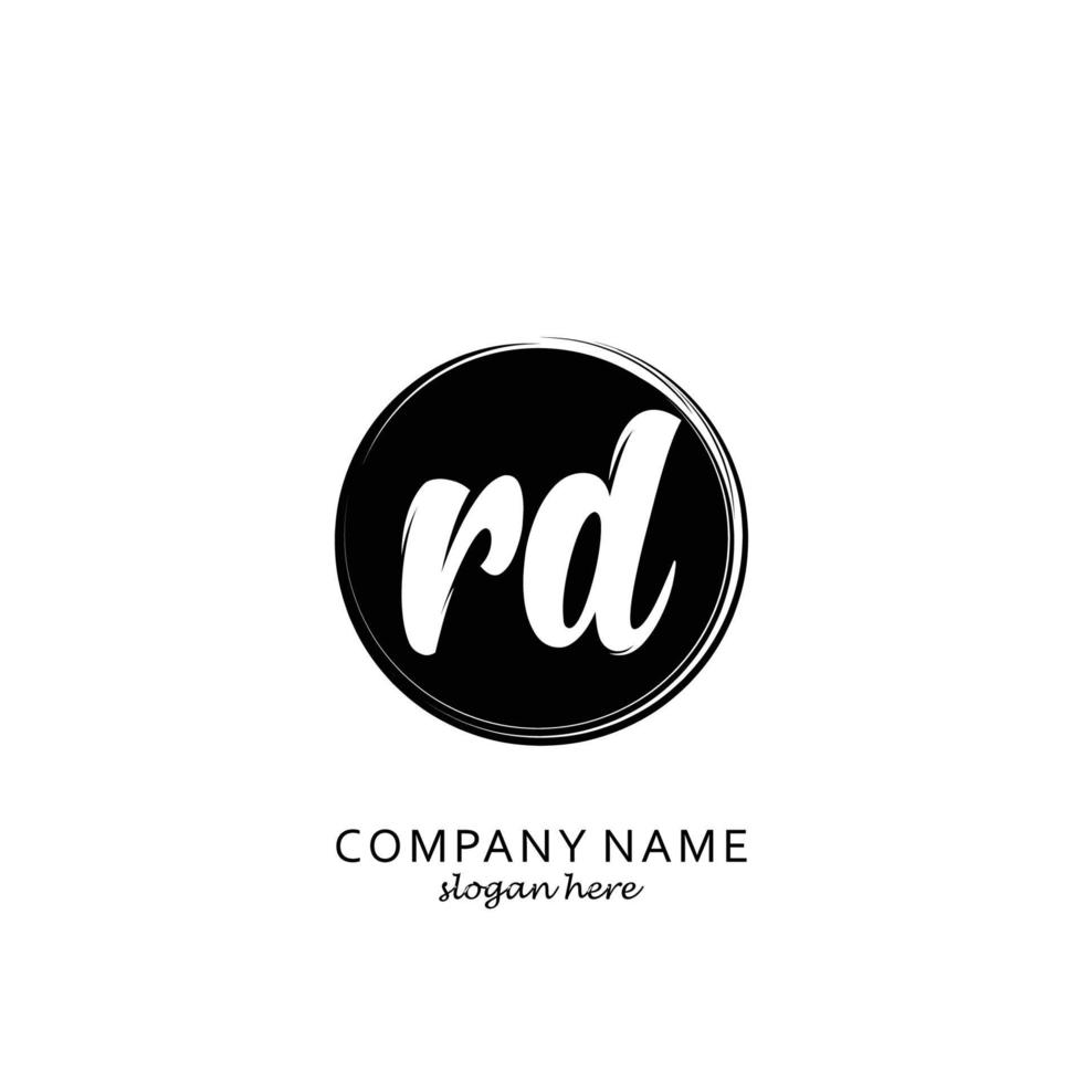 Initial RD with black circle brush logo template vector