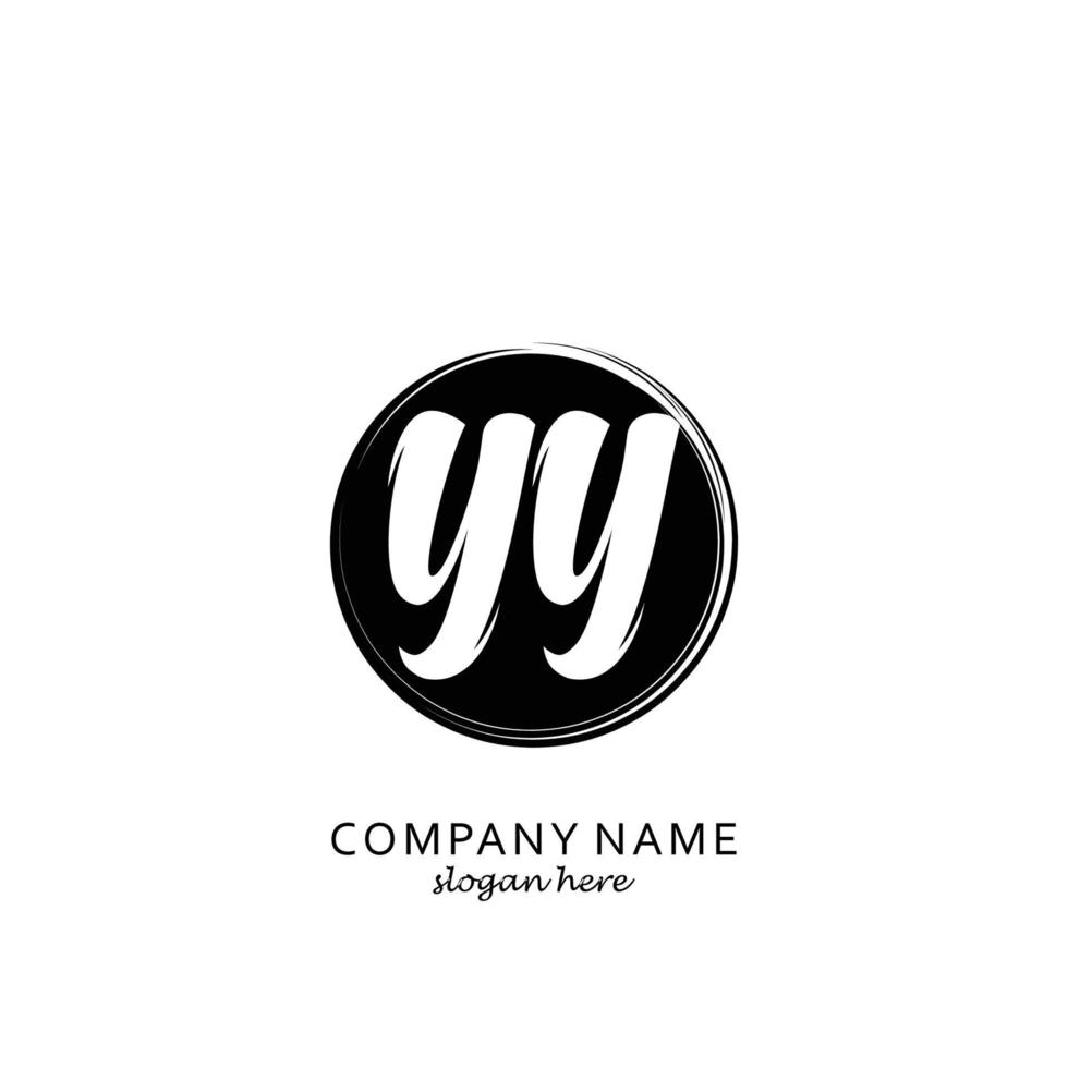 Initial YY with black circle brush logo template vector