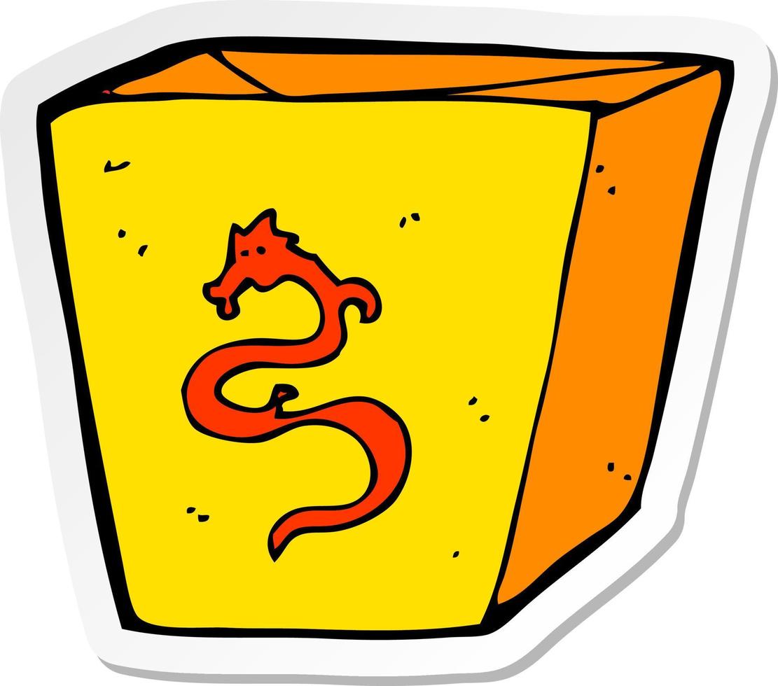 sticker of a cartoon noodle box vector