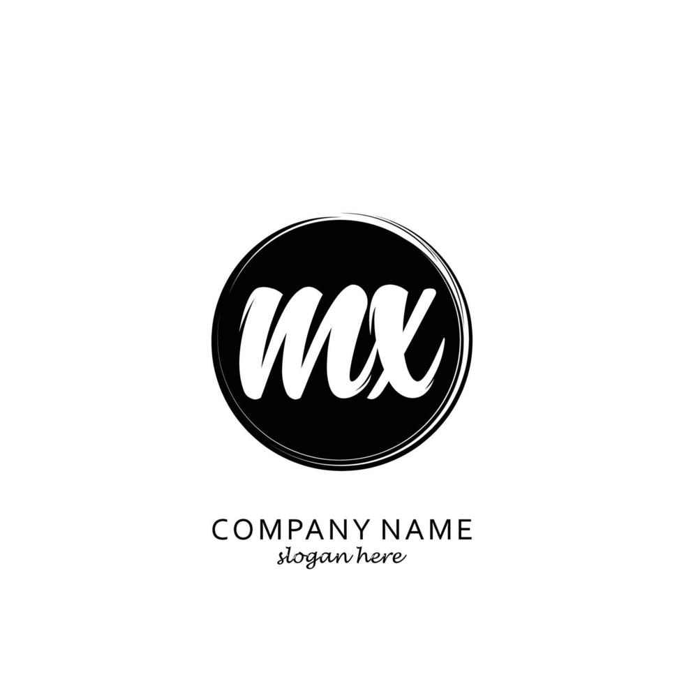Initial MX with black circle brush logo template vector