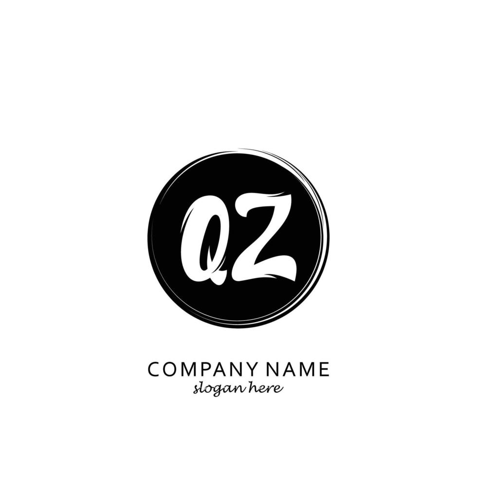 Initial QZ with black circle brush logo template vector