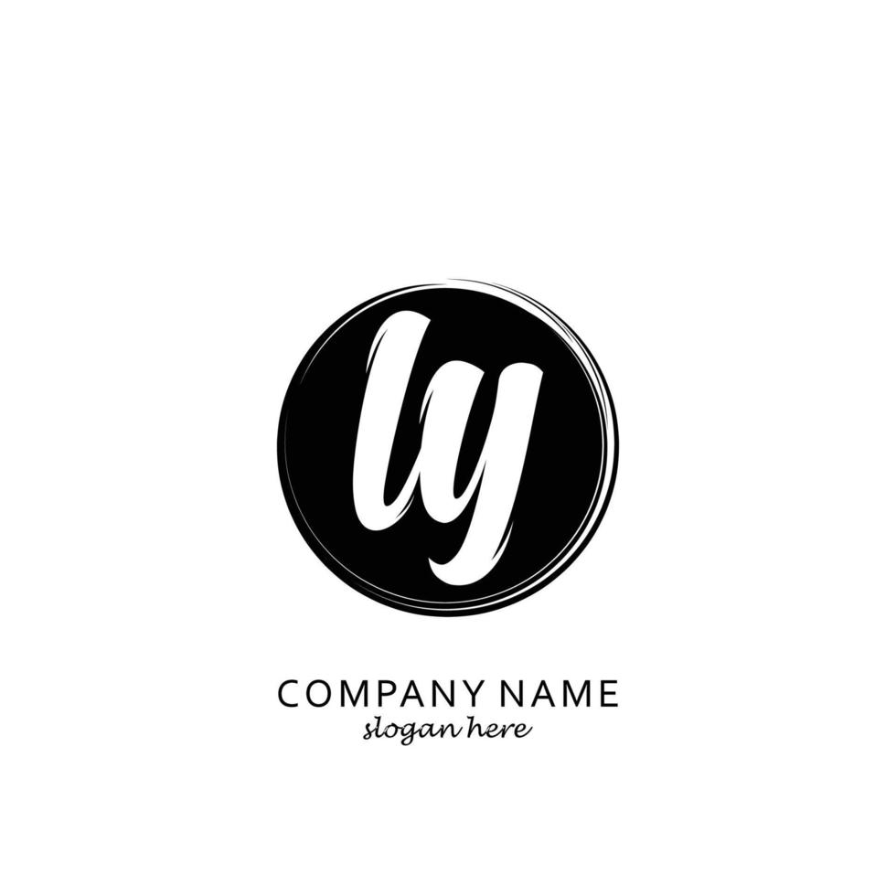 Initial LY with black circle brush logo template vector
