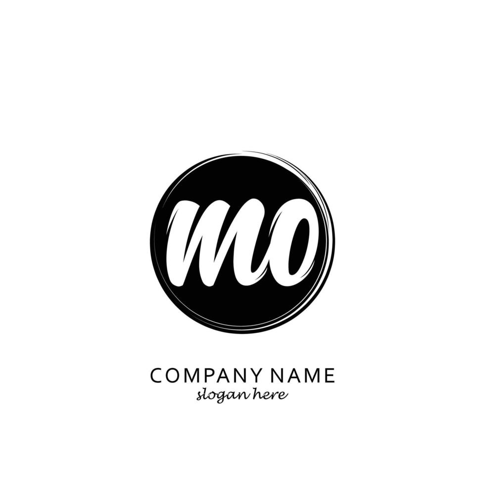 Initial MO with black circle brush logo template vector