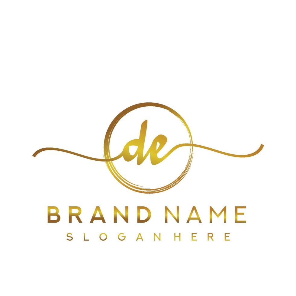 Initial DE beauty monogram and elegant logo design, handwriting logo of initial signature, wedding, fashion, floral and botanical with creative template. vector