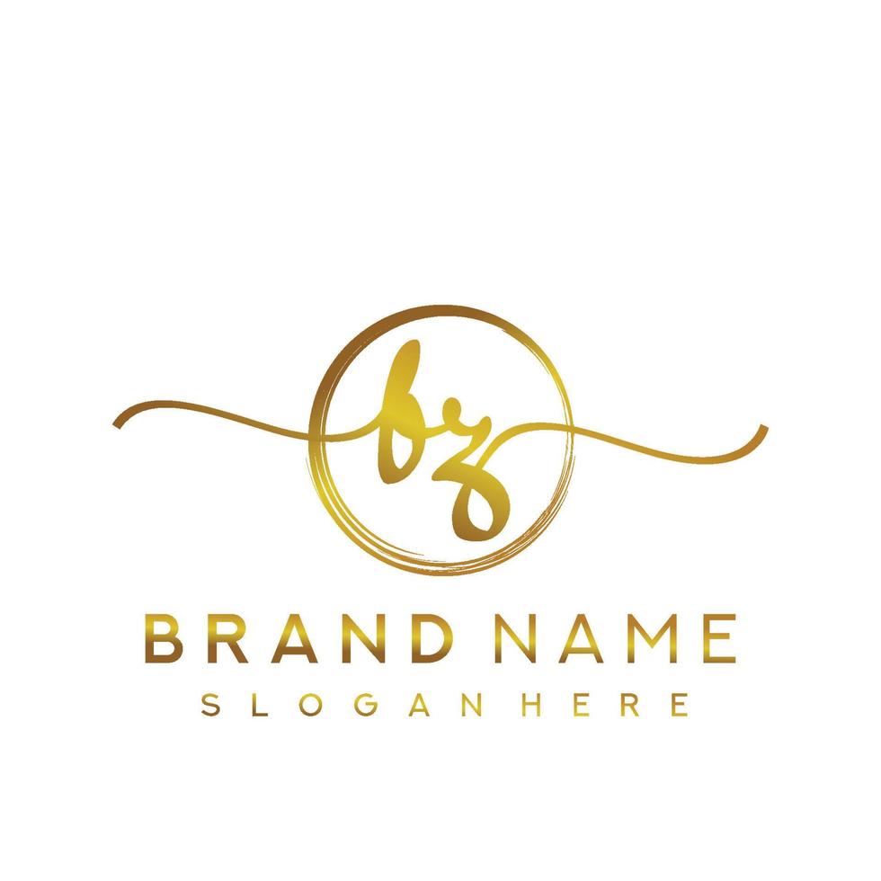 Initial FZ beauty monogram and elegant logo design, handwriting logo of initial signature, wedding, fashion, floral and botanical with creative template. vector