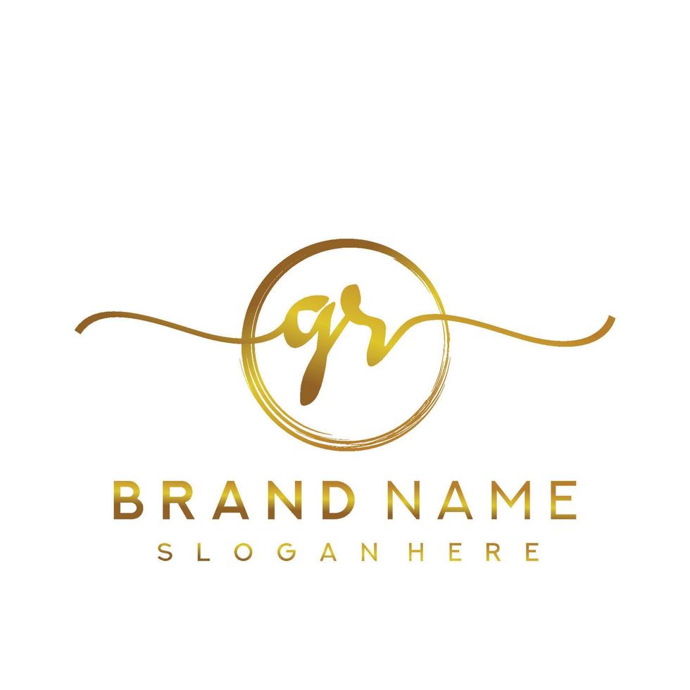 Initial GR beauty monogram and elegant logo design, handwriting logo of initial signature, wedding, fashion, floral and botanical with creative template. vector
