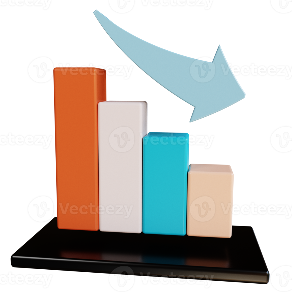 3D Icon Business Loss Candlestick Chart Depreciation for Web Landing Page Banner Marketing Source png
