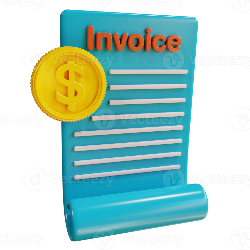 3D Icon Business Invoice Billing for Website, Landing Page, Banner, Marketing Source, Presentation png