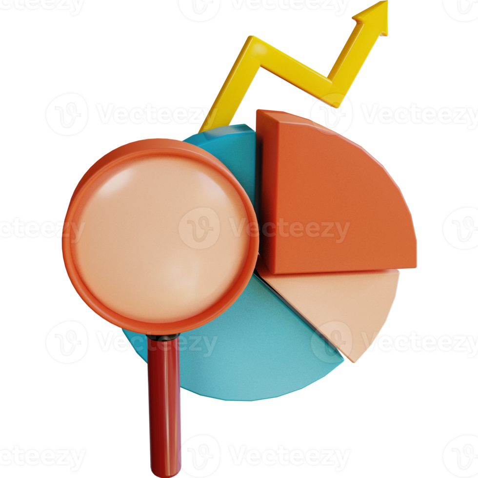 3D Icon Business Analyze with Magnifying Glass for Website Landing Page Banner Marketing Source png