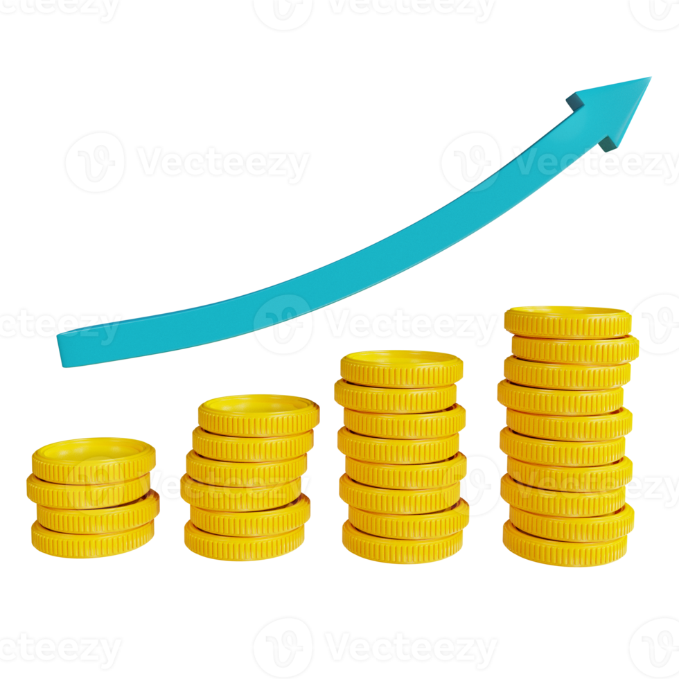 Croissance des bénéfices commerciaux de l'icône 3d pour le site Web, la page de destination, la bannière, la source marketing, la présentation png