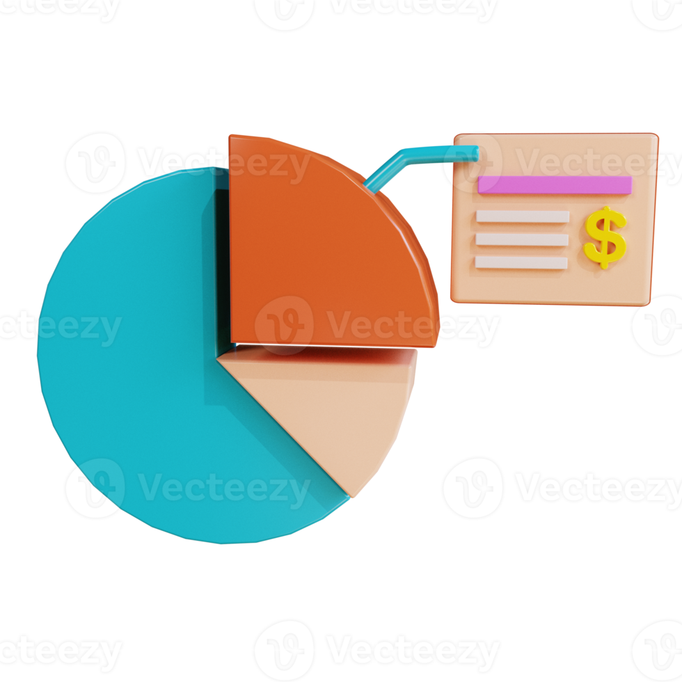 3D Icon Business Pie Chart Infographic for Website Landing Page Banner Marketing Source png