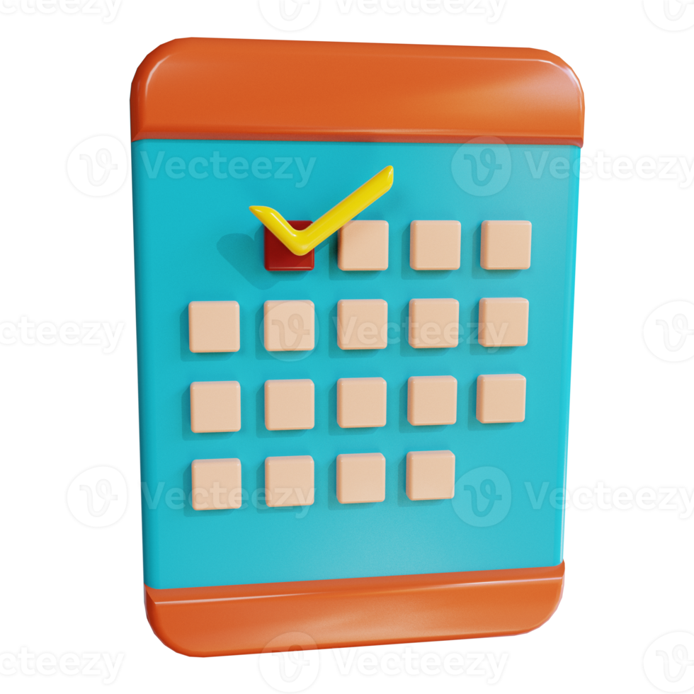 3D Icon Business Schedule Planner Checklist for Website Landing Page Banner Marketing Source png