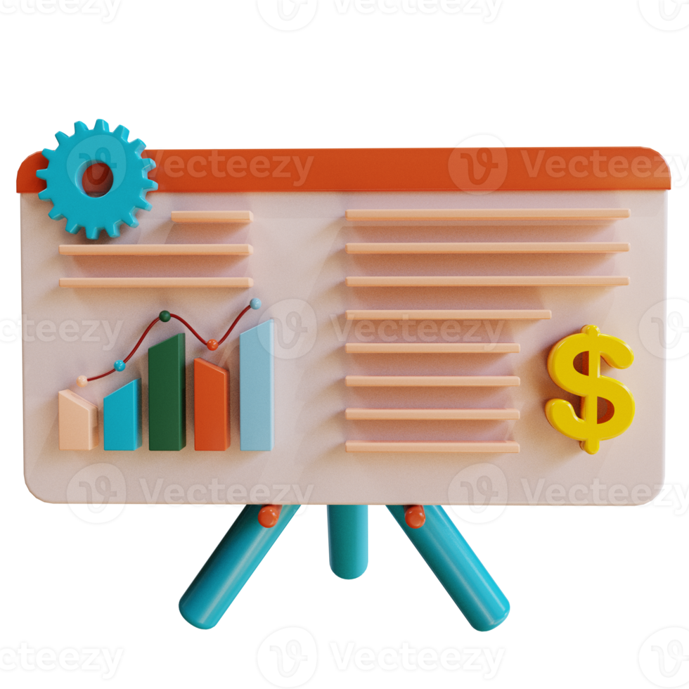 Analyse de présentation d'entreprise d'icône 3d pour le site Web, la page de destination, la bannière, la source marketing png