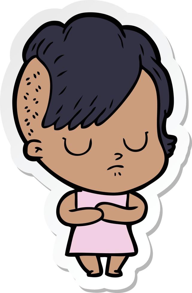 sticker of a cartoon woman vector