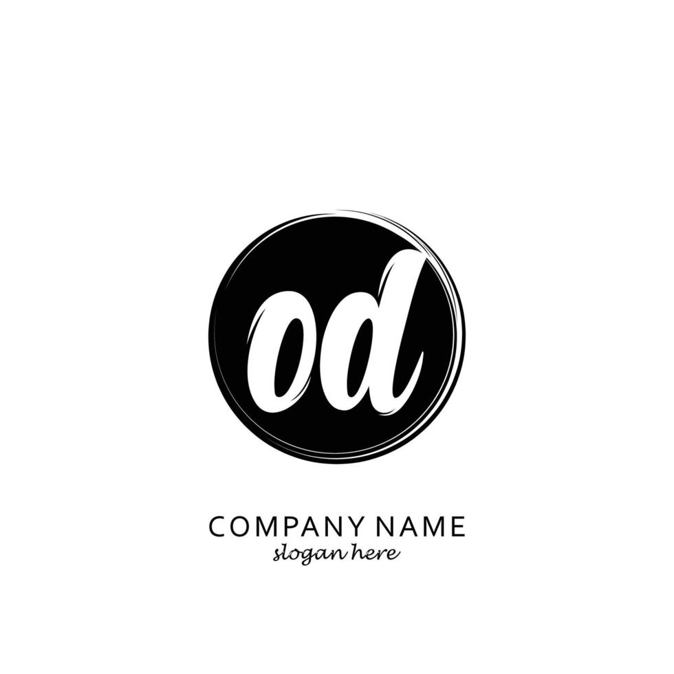 Initial OD with black circle brush logo template vector
