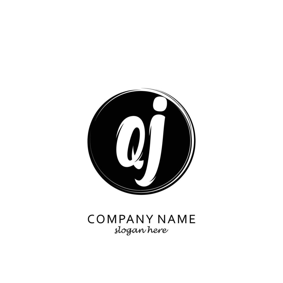 Initial QJ with black circle brush logo template vector