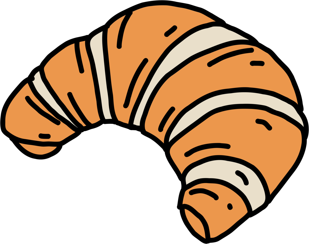 doodle freehand sketch drawing of croissant bread. png