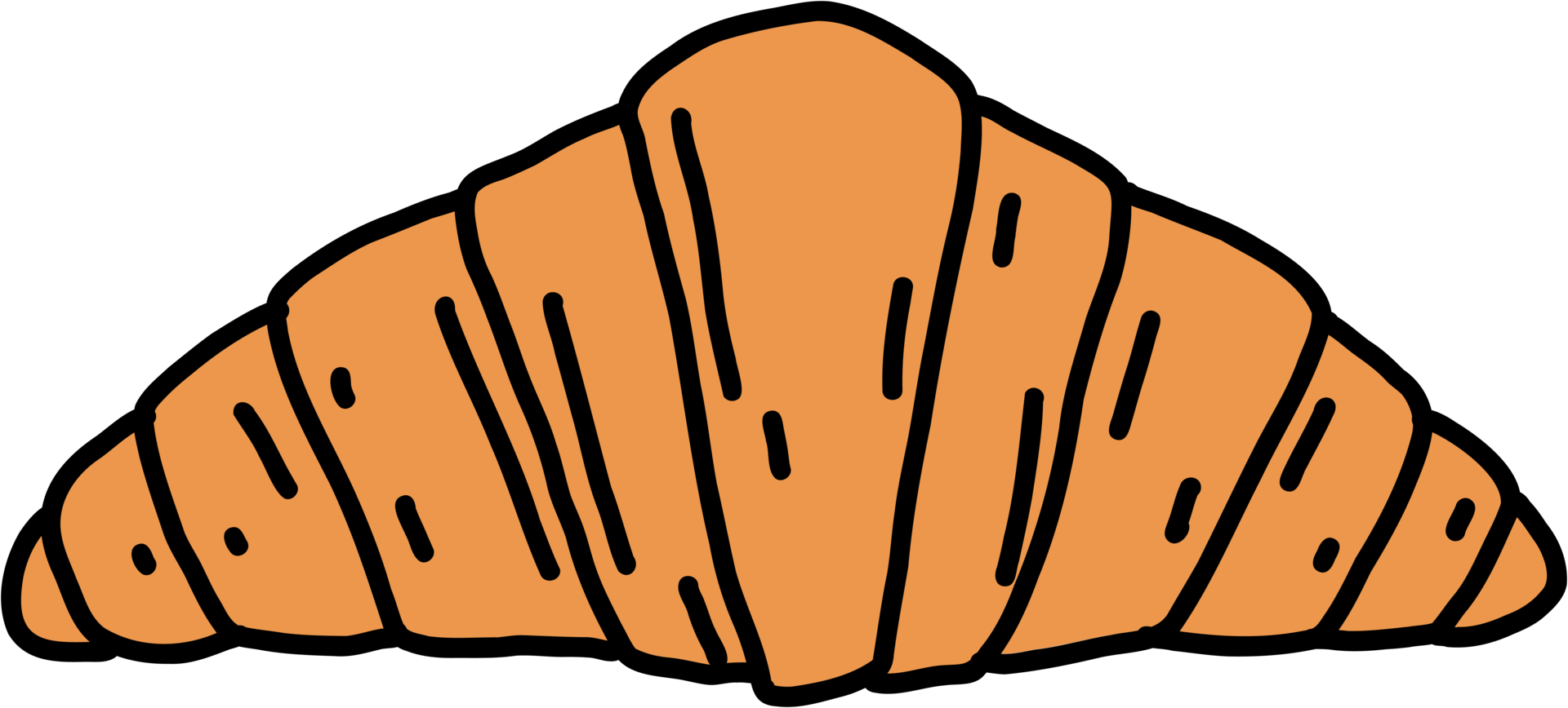 doodle freehand sketch drawing of croissant bread. png