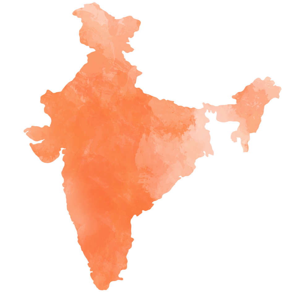 Índia mapa estilos de ilustração de cor de água isolados no fundo branco. png