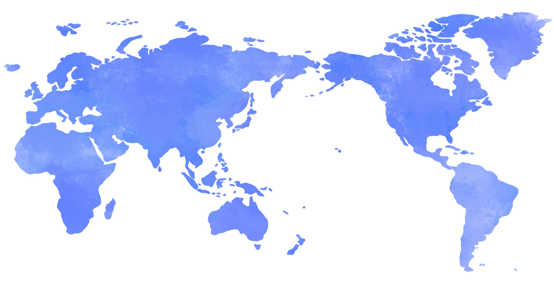 bunte Wasserfarben-Weltkartenmalerei auf weißem Hintergrund. png