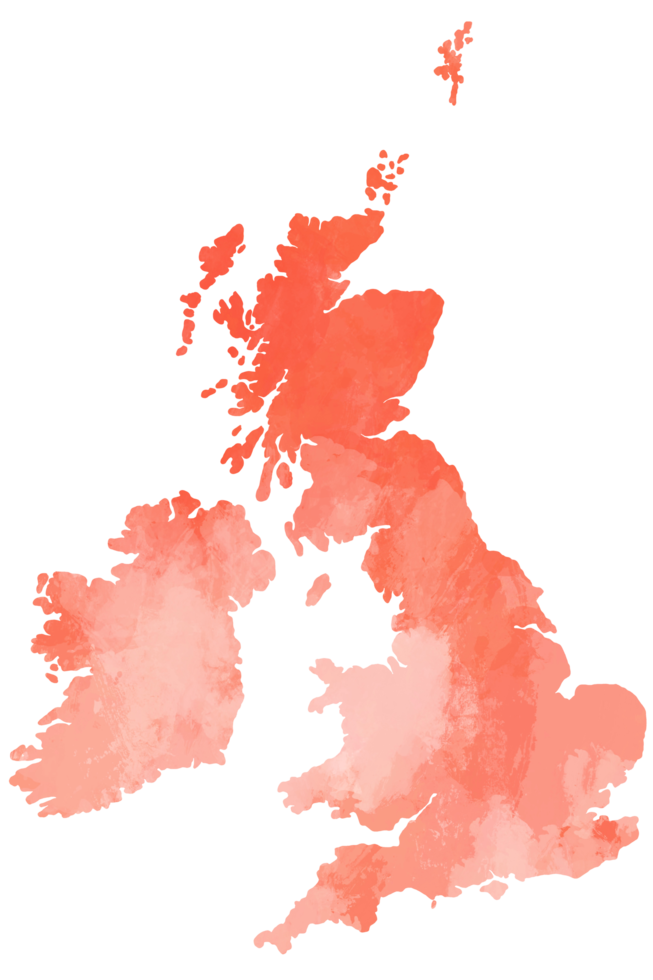 estilos de ilustração de cores de água do mapa do reino unido e da irlanda. png