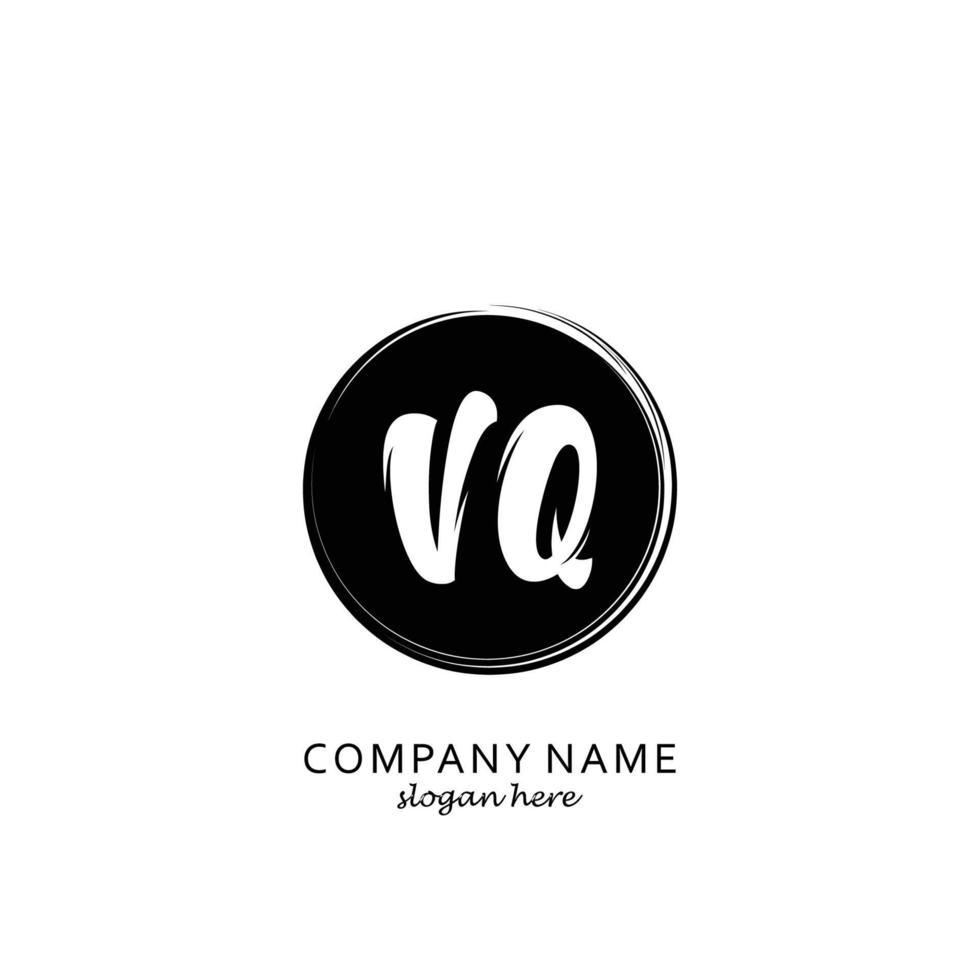 Initial VQ with black circle brush logo template vector