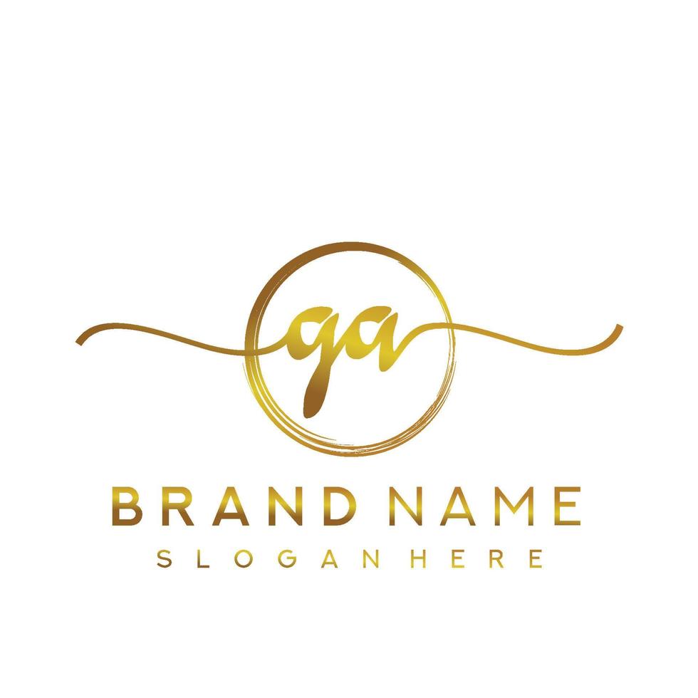 Initial GA beauty monogram and elegant logo design, handwriting logo of initial signature, wedding, fashion, floral and botanical with creative template. vector