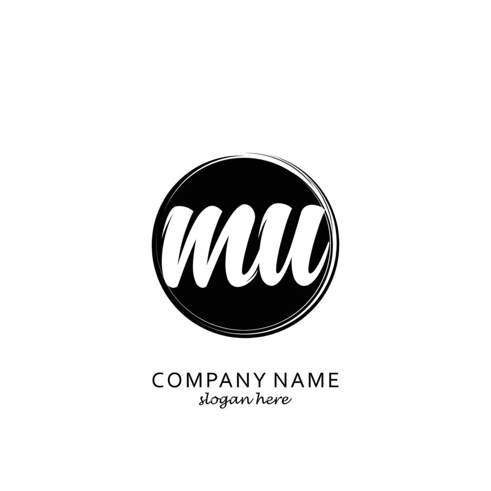 Initial MU with black circle brush logo template vector