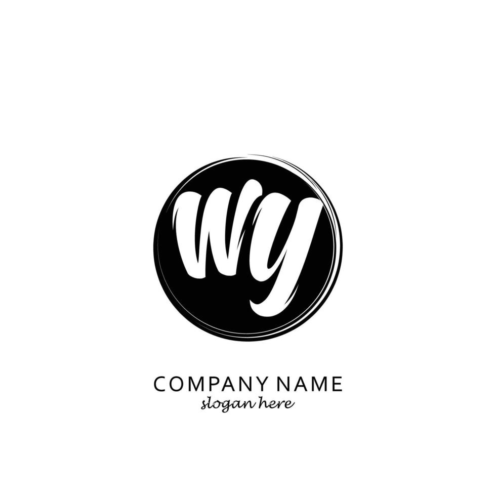Initial WY with black circle brush logo template vector