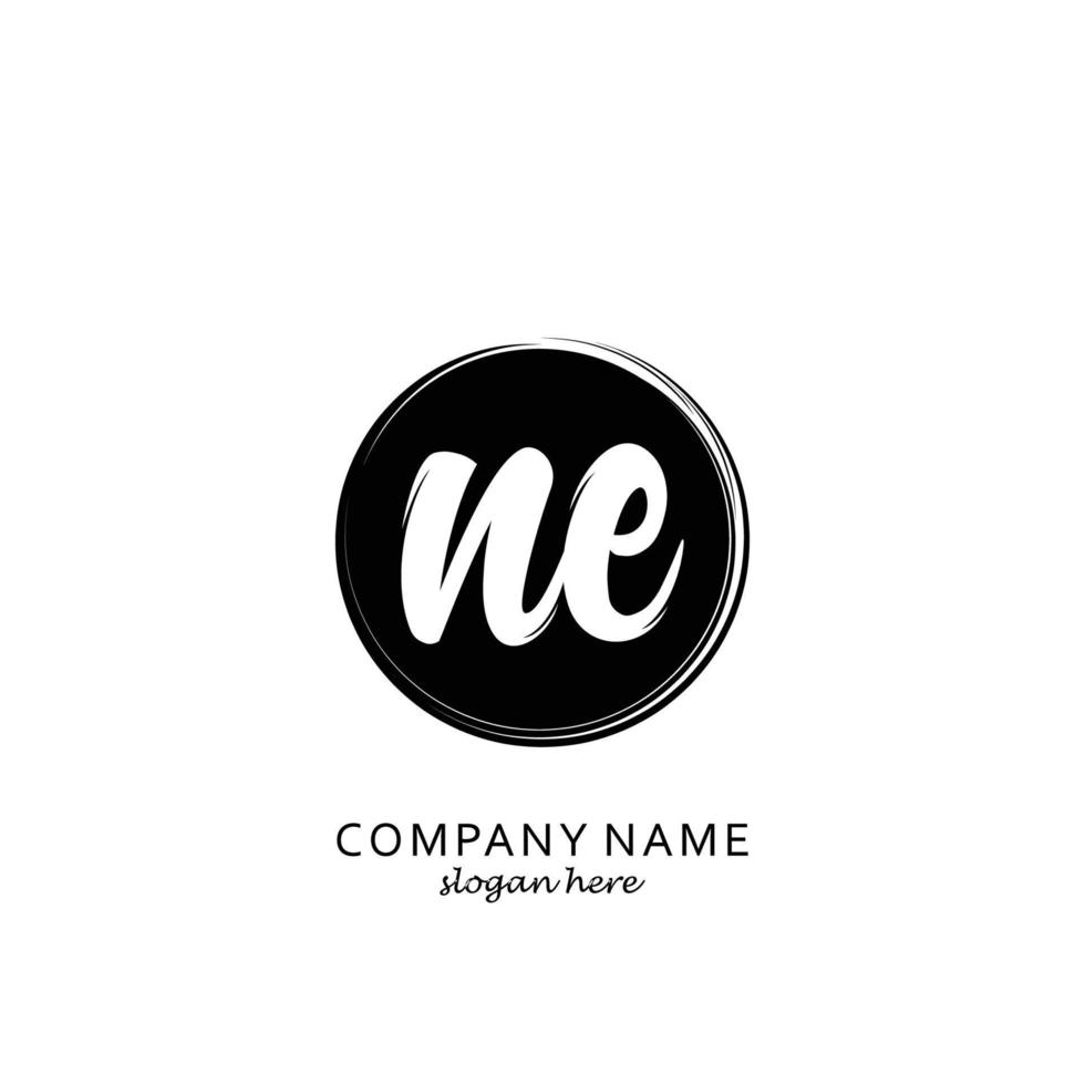 Initial NE with black circle brush logo template vector