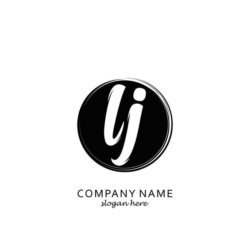 Initial LJ with black circle brush logo template vector