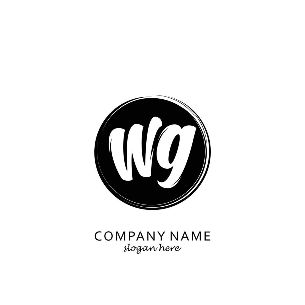 Initial WG with black circle brush logo template vector