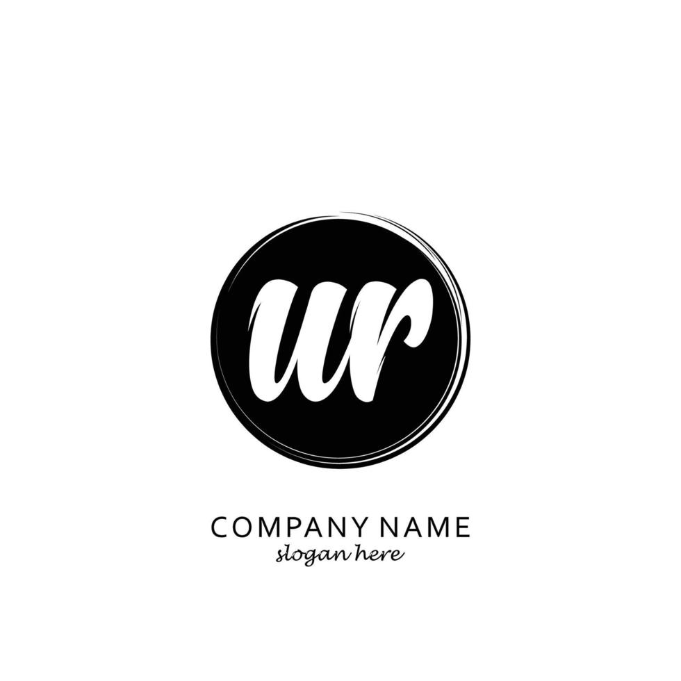 Initial UR with black circle brush logo template vector