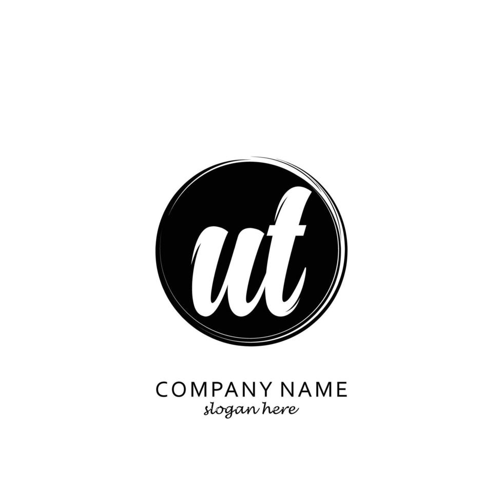 Initial UT with black circle brush logo template vector