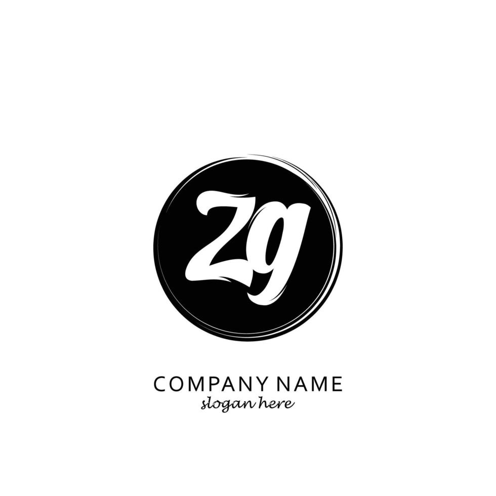 Initial ZG with black circle brush logo template vector