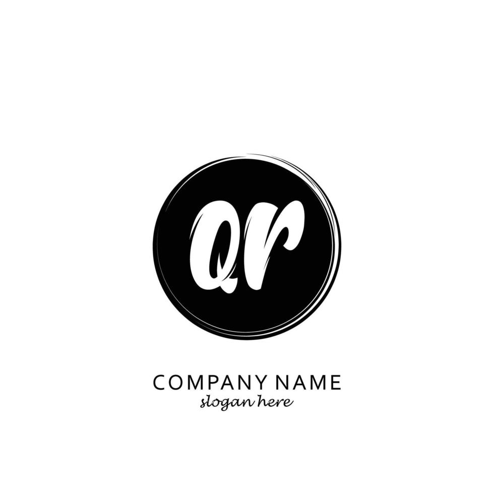 Initial QR with black circle brush logo template vector