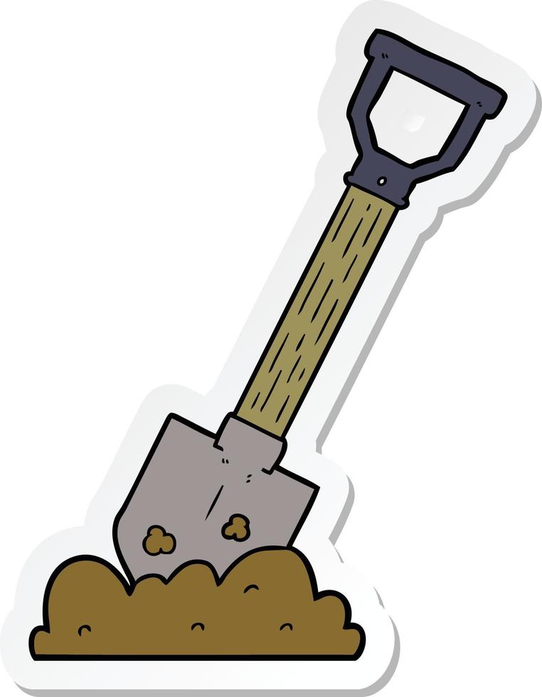 sticker of a cartoon shovel vector