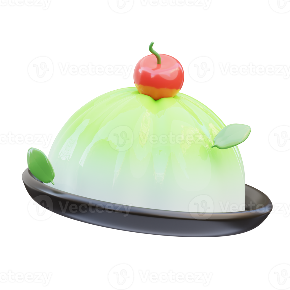 Matcha pudding 3d illustration, 3d rendering png
