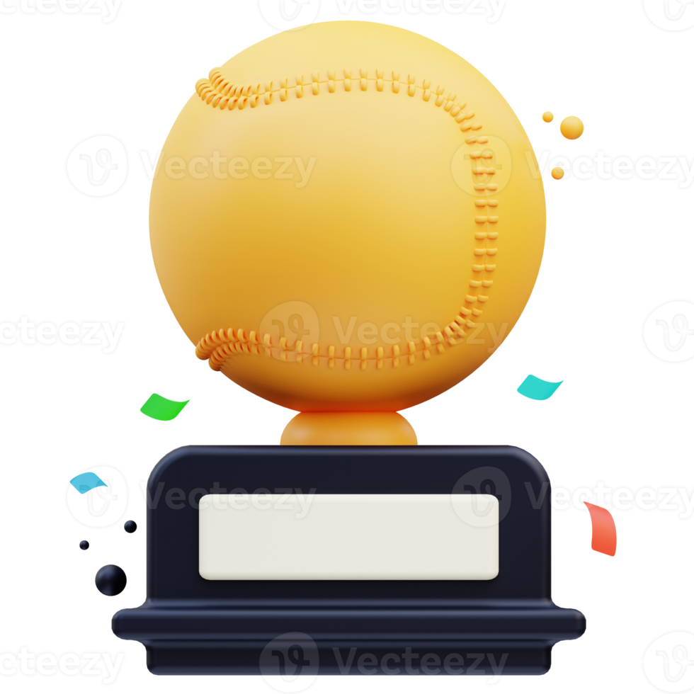 Baseball championship cup 3d illustration, 3d rendering png