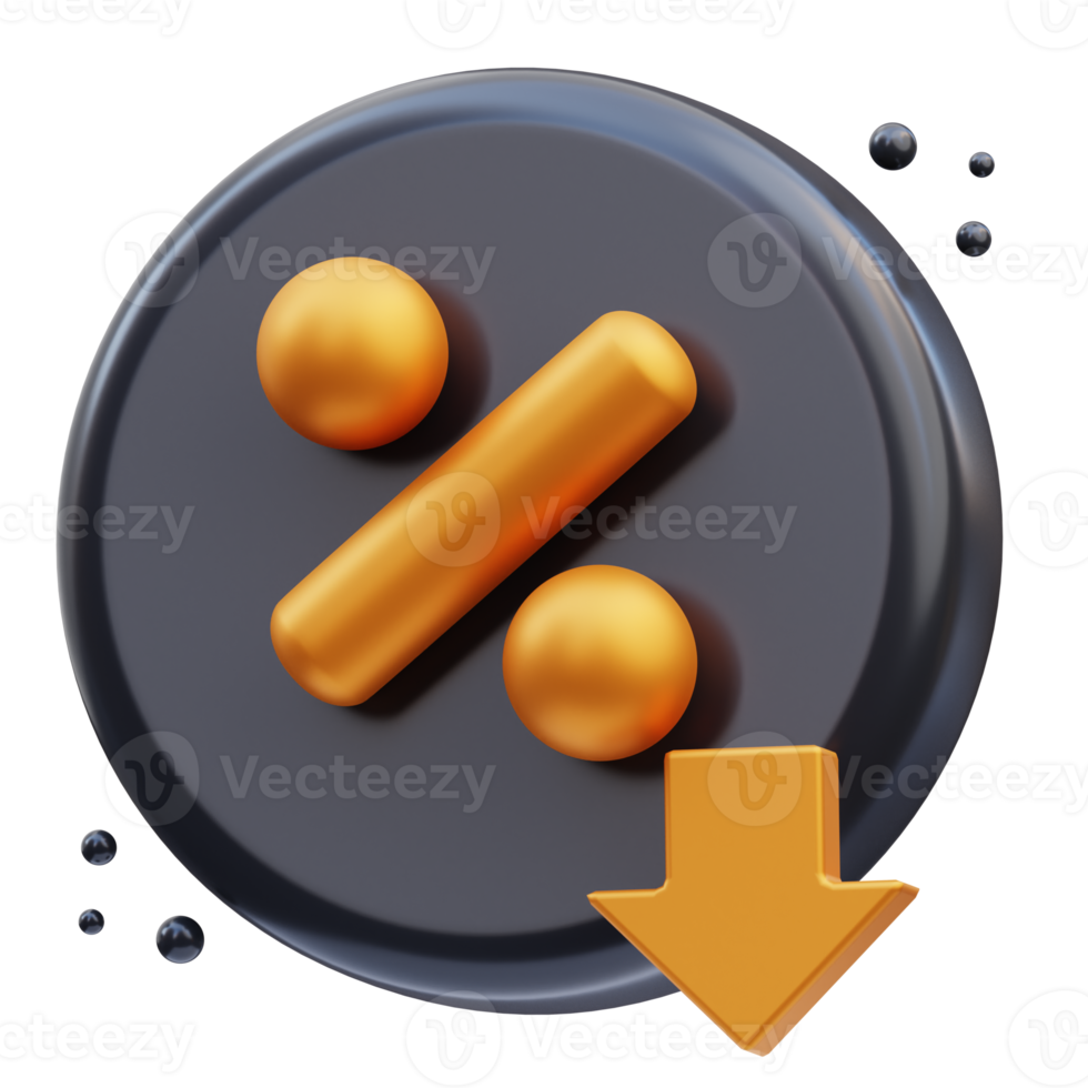 Black Friday discount promo decreases 3d illustration, 3d rendering png