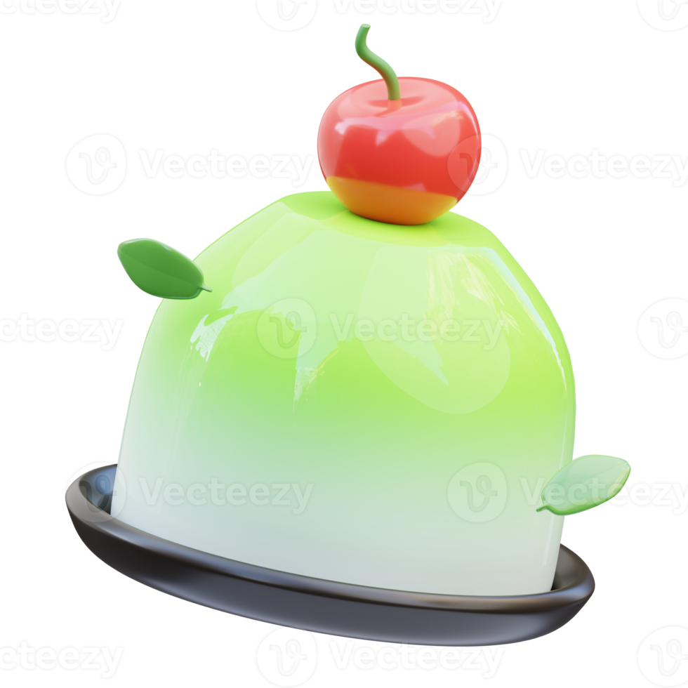 Matcha pudding 3d illustration, 3d rendering png